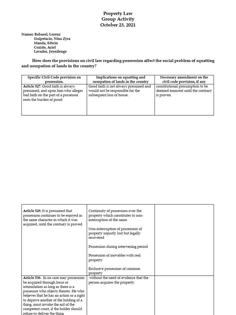 October23GroupOutput PDF Property Possession (Law)