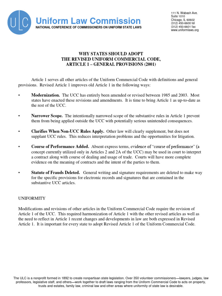 UCC1 - Why Your State Should Adopt | PDF