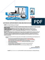 Dopet Doha Petroleum Construction Company LTD Appointment Letter of - Mr.Shaik Mohammed Sajjad