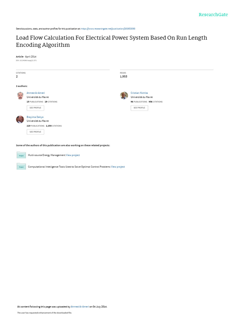Load Flowcalculation by Run Length Encoding Algorithm ICREPQ14 | PDF ...