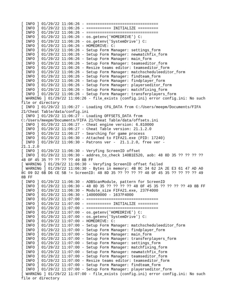 Log - 2022 01 29 | PDF | Computer Data | Computer Programming