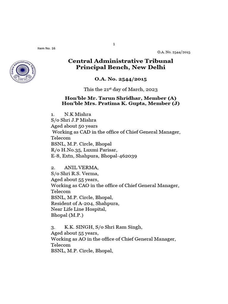 Judgement of PB CAT New Delhi For Granting Replacement Scale PDF