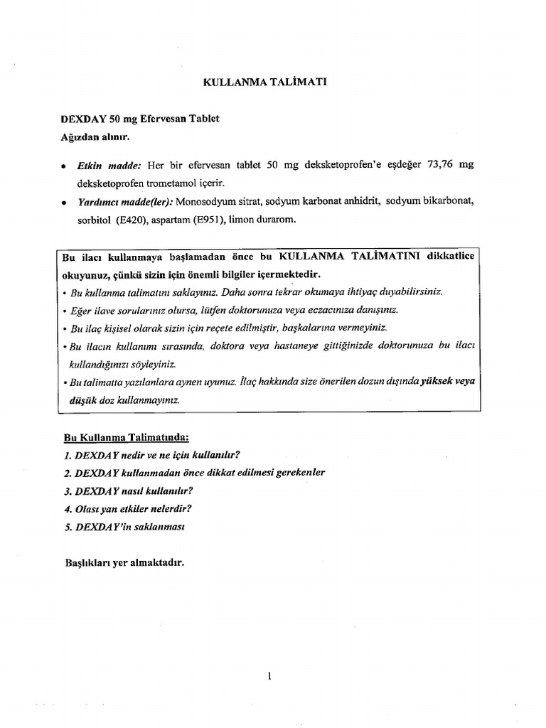 Dexday Efervesan Tablet Recete | PDF