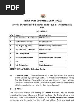CHURCH BOARD MEETING SEPTEMBER  26TH 2023-1