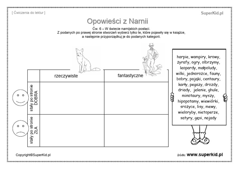 Opowieści Z Narnii Sprawdzian Z Odpowiedziami Lektury Opowiesci Z Narnii 6 | PDF