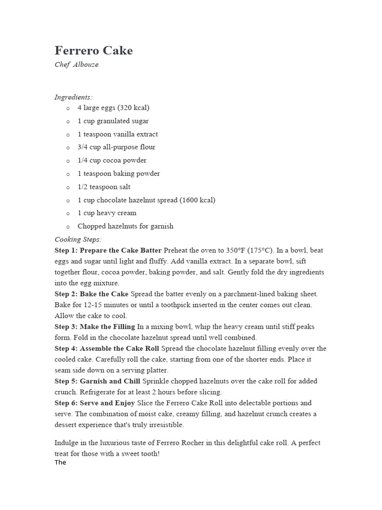 Ferrero Rocher Roll | PDF