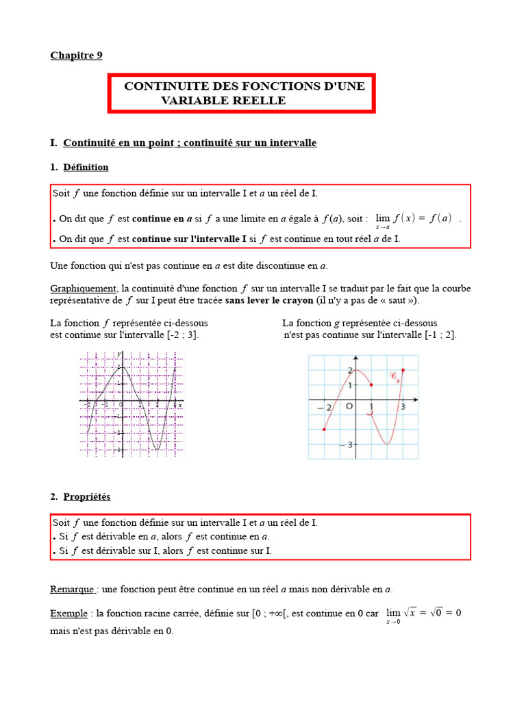 Continuité Des Fonctions D'une Variable Réelle | PDF | Nombre réel ...