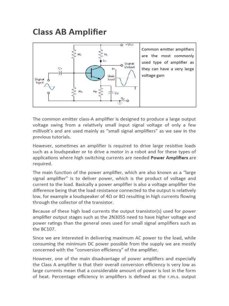 Class AB Amplifier PDF Amplifier Transformer