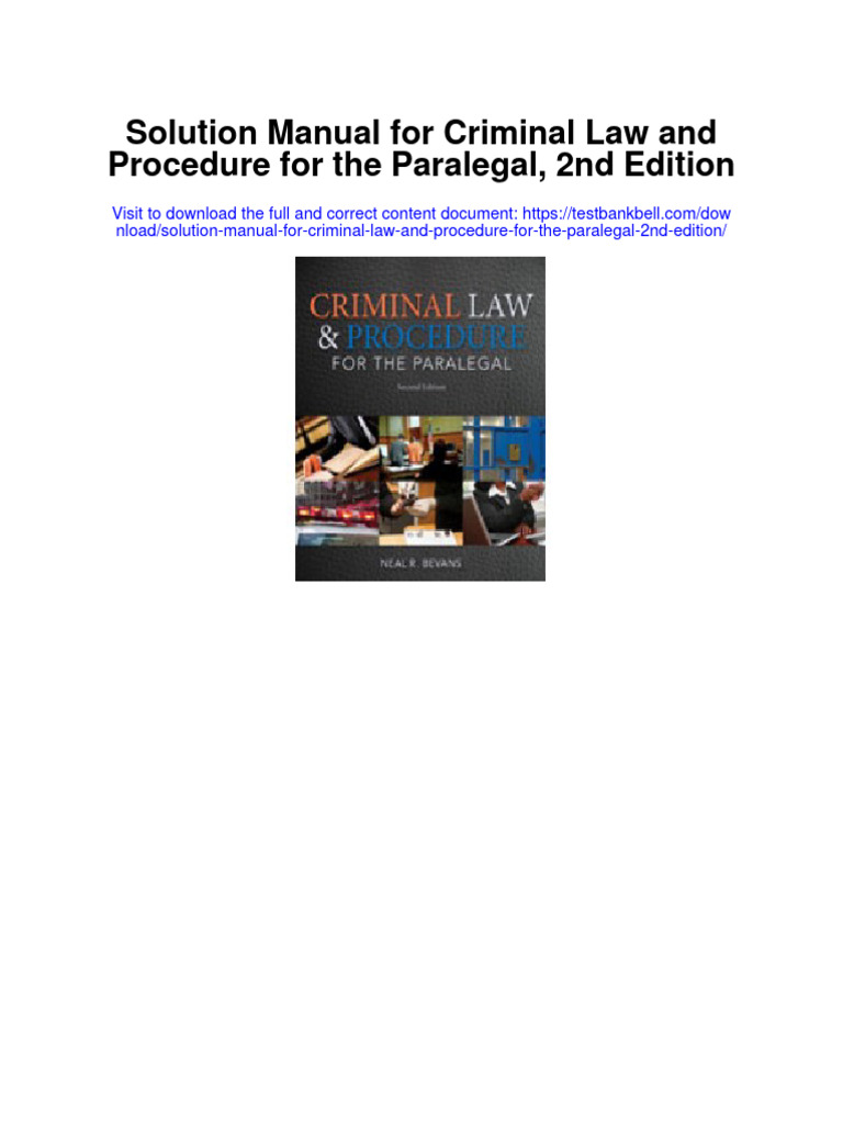 Instant Download Solution Manual For Criminal Law and Procedure For The ...