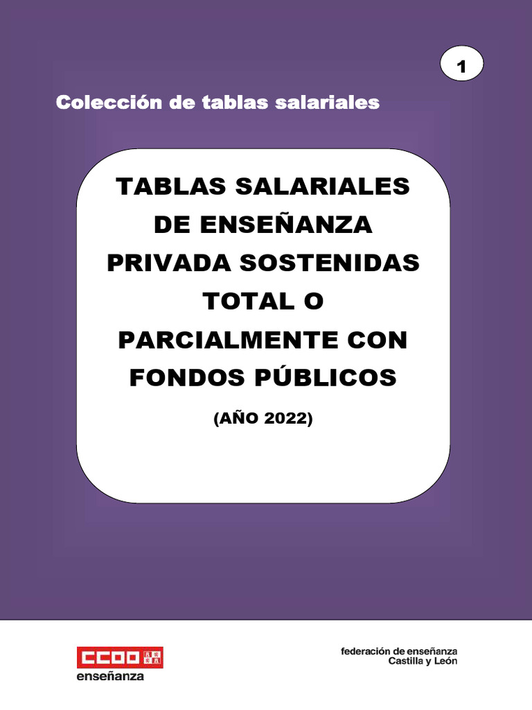 Tablas Salariales 2022 de Enseñanza Concertada PDF Maestros Salario
