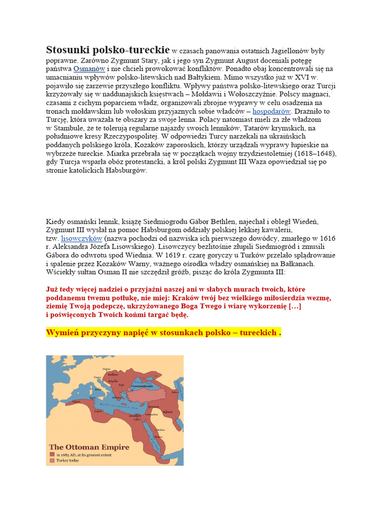 Wojny Z Turcją Klasa 6 Wojny Z Turcją | PDF