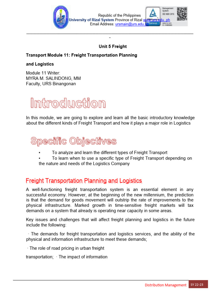 Freight Transport Planning Insights | PDF | Logistics | Supply Chain