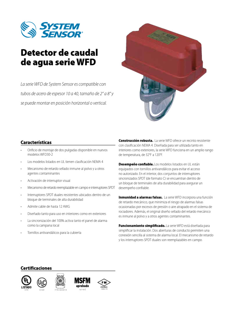 Detector de caudal WFD: Especificaciones y uso | PDF | Tornillo