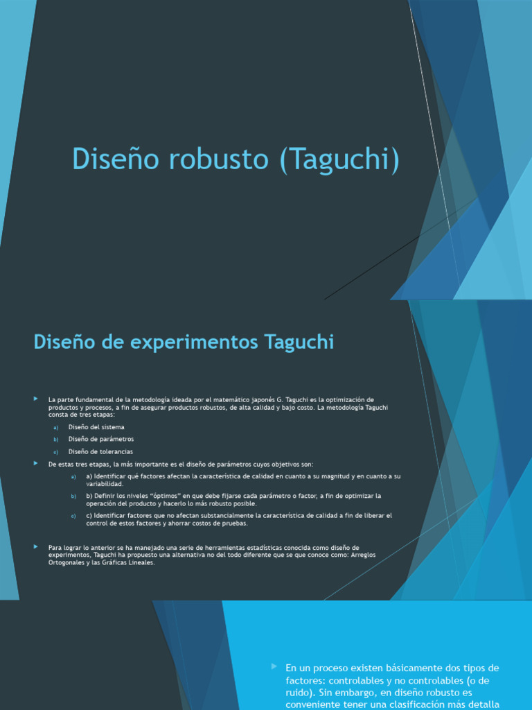 Diseño Robusto según Taguchi | PDF