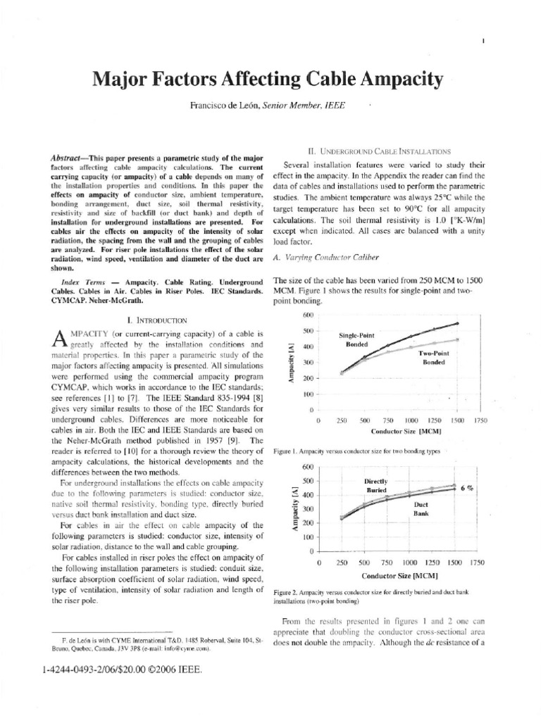 09 - F. de León, 'Major Factors Affecting Cable Ampacity'' | PDF