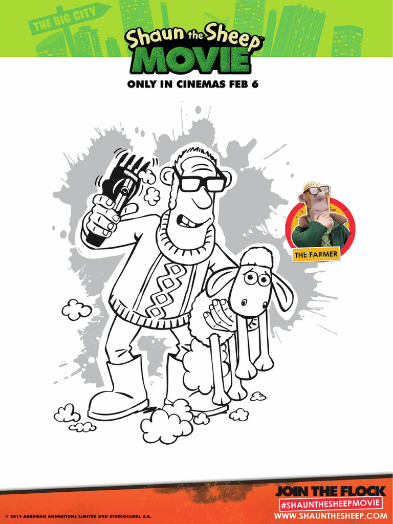 PDF Colouring Sheets Farmershaun Shaun The Sheep The Movie | PDF
