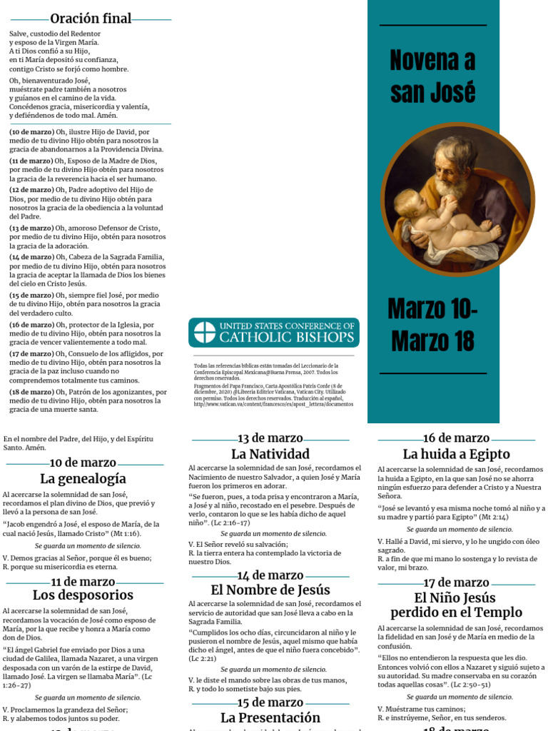 Novena a San José: Oraciones y Reflexiones | PDF | María, madre de ...