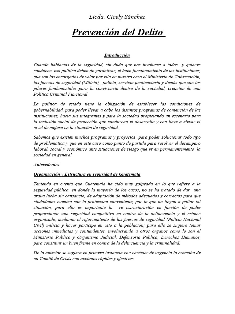 Prevención Del Delito Pdf Policía Prevención Del Crimen