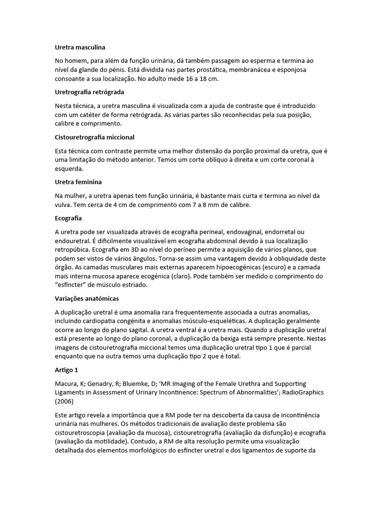 Anatomia e Técnicas da Uretra Humana | PDF | Especialidades médicas ...