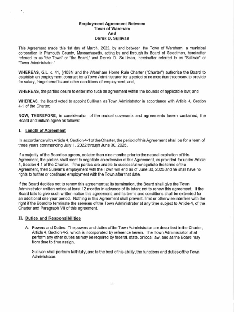 Town Administrators Contract 2022-2025 | PDF