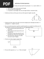 Applications of Rational Expressions