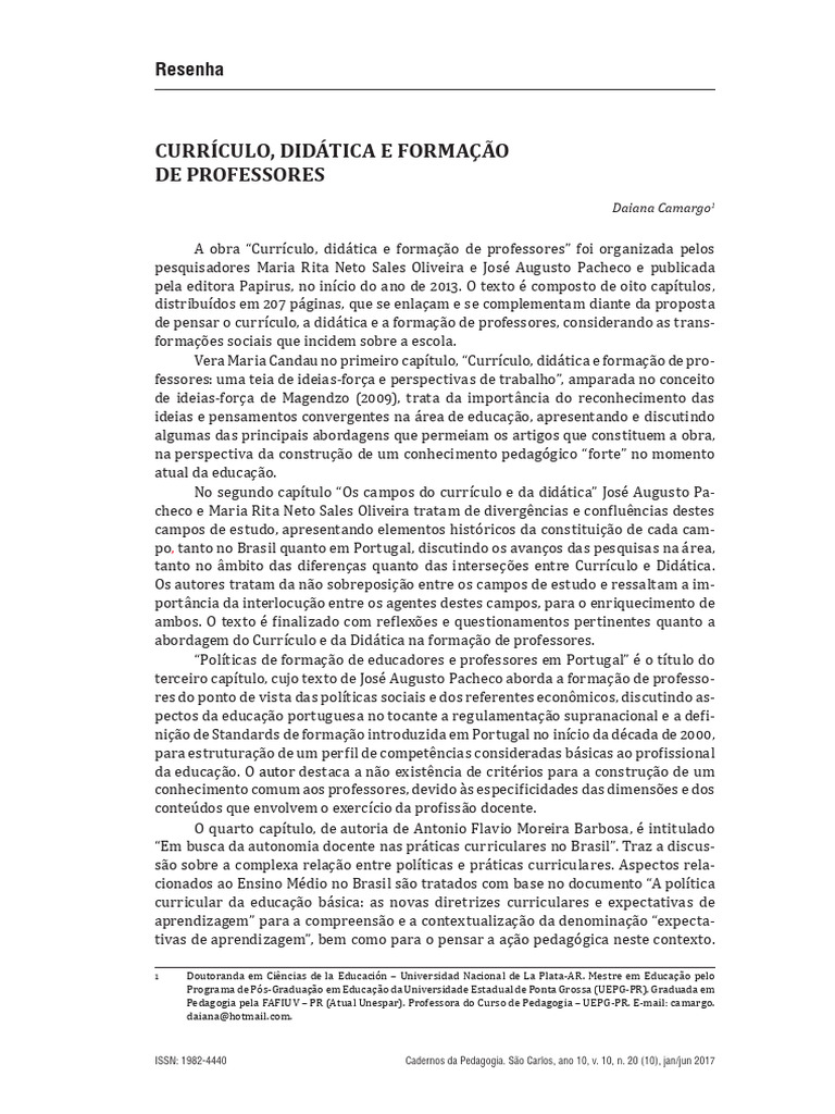 Currículo e Formação de Professores | PDF | Pedagogia | Aprendizado