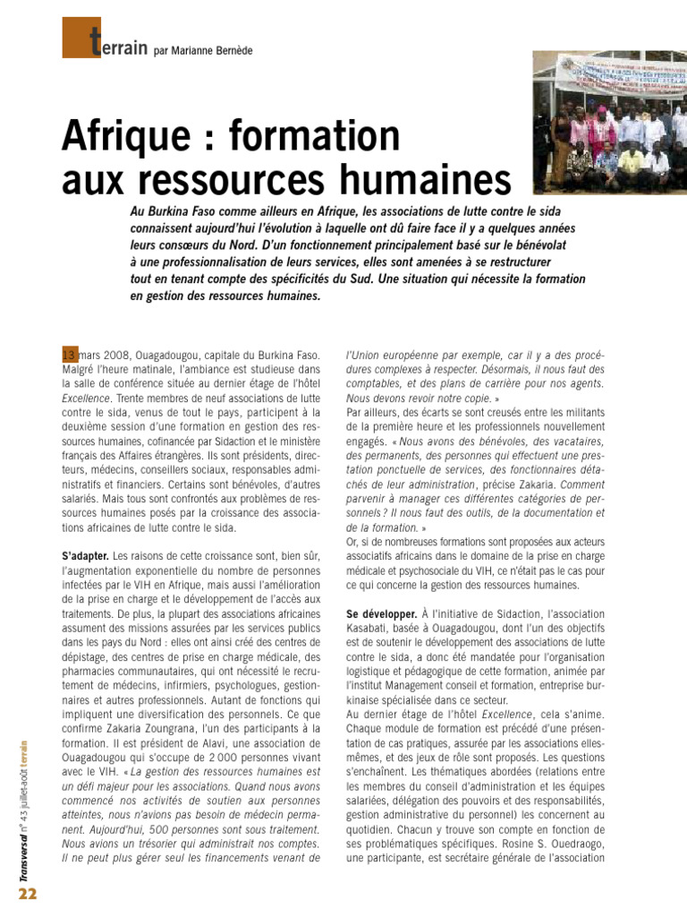 Formation en gestion des ressources humaines en Afrique | PDF | Gestion ...