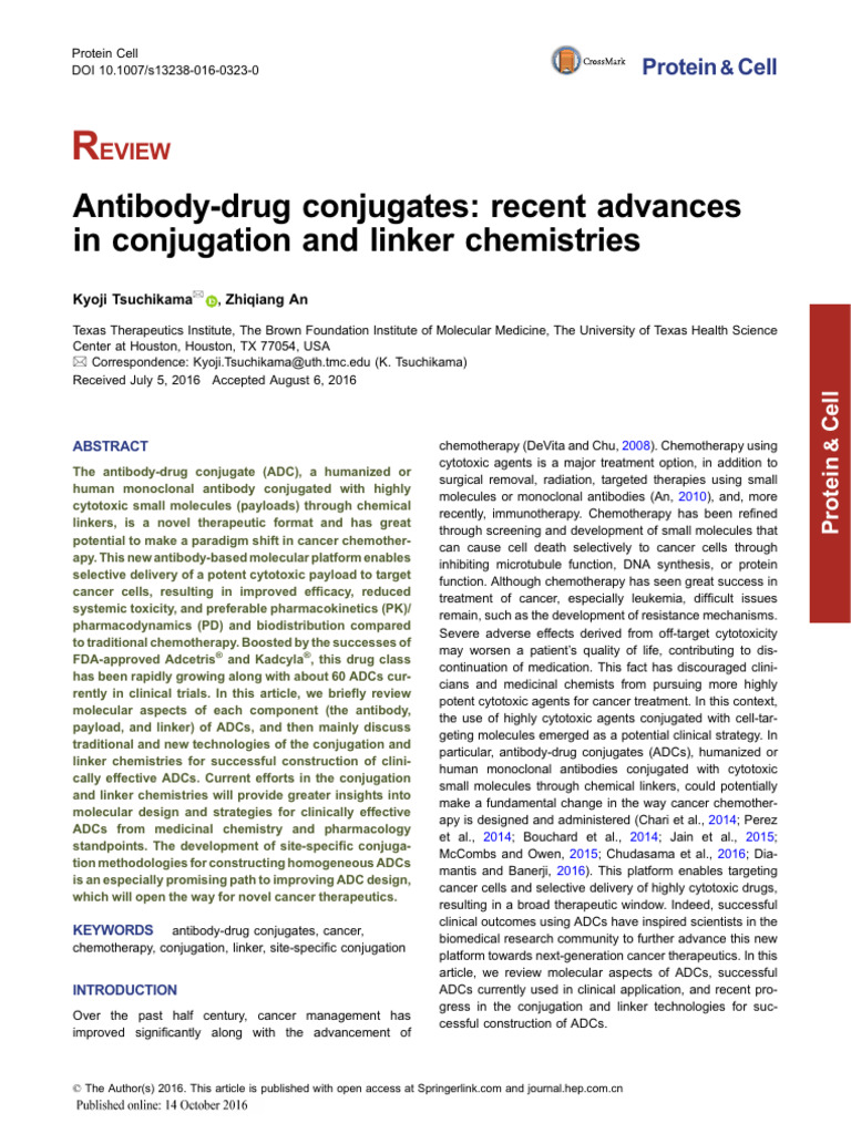 Antibody Drug Conjugates Recent Advances In Conjug Pdf Chemotherapy