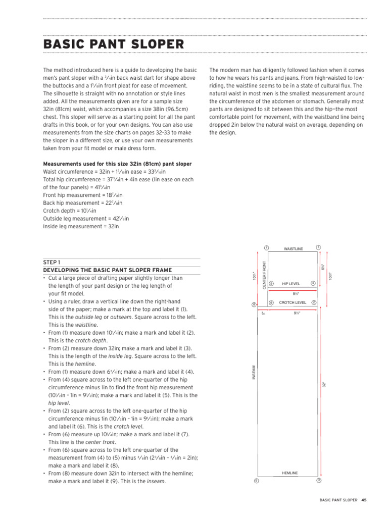 Men's Basic Pant Sloper Guide | PDF | Waist | Trousers
