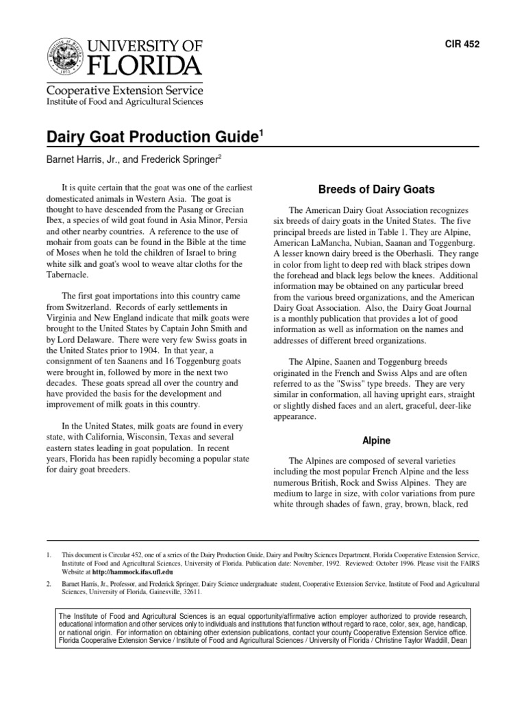 Dairy Goat Production PDF Milk Dairy Cattle