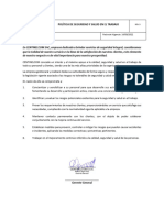 Política de Seguridad y Salud en El Trabajo Vs 3