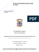 Approved Fees For Self Sponsored First Years 2022 - 2023 Academic Year