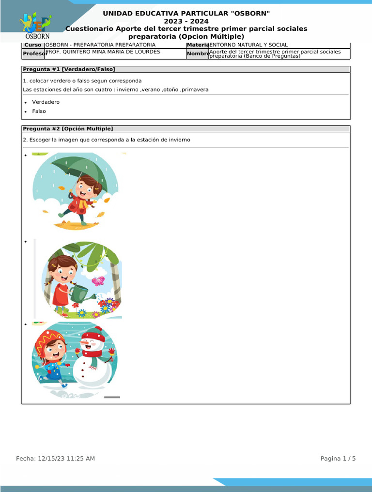 SOX8DD78X6 Cuestionarios de Aporte para Entorno Natural y Social | PDF ...