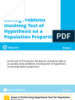 Solving Problems Involving Test of Hypothesis On A Population Proportion 4