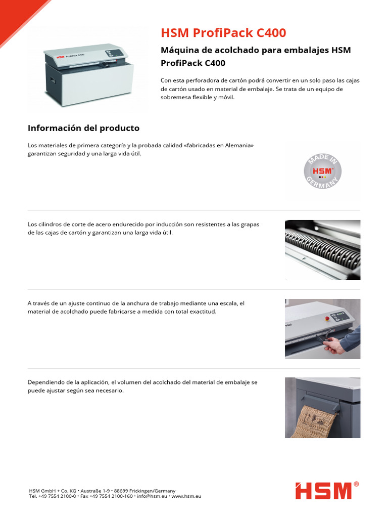 HSM ProfiPack C400 | PDF