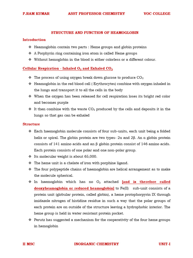 HEMOGLOBIN | PDF | Hemoglobin | Porphyrin