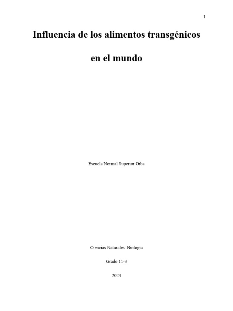 Influencia de los alimentos transg nicos en el mundo pdf