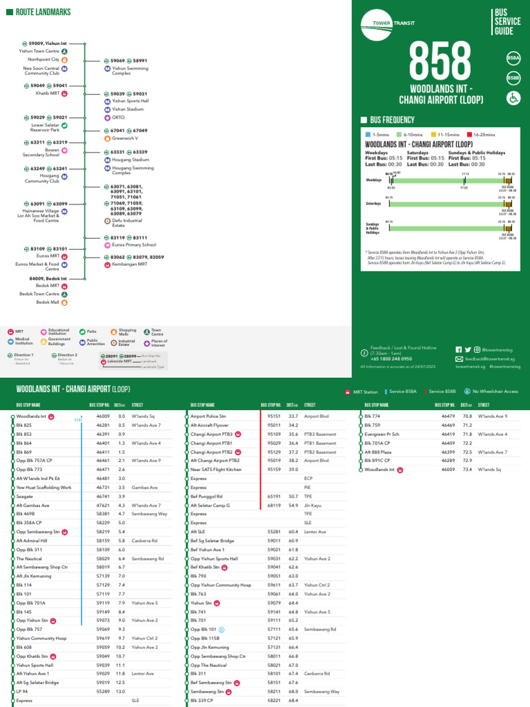 Woodlands Int - Changi Airport (Loop) : Bus Frequency | PDF | Bus ...