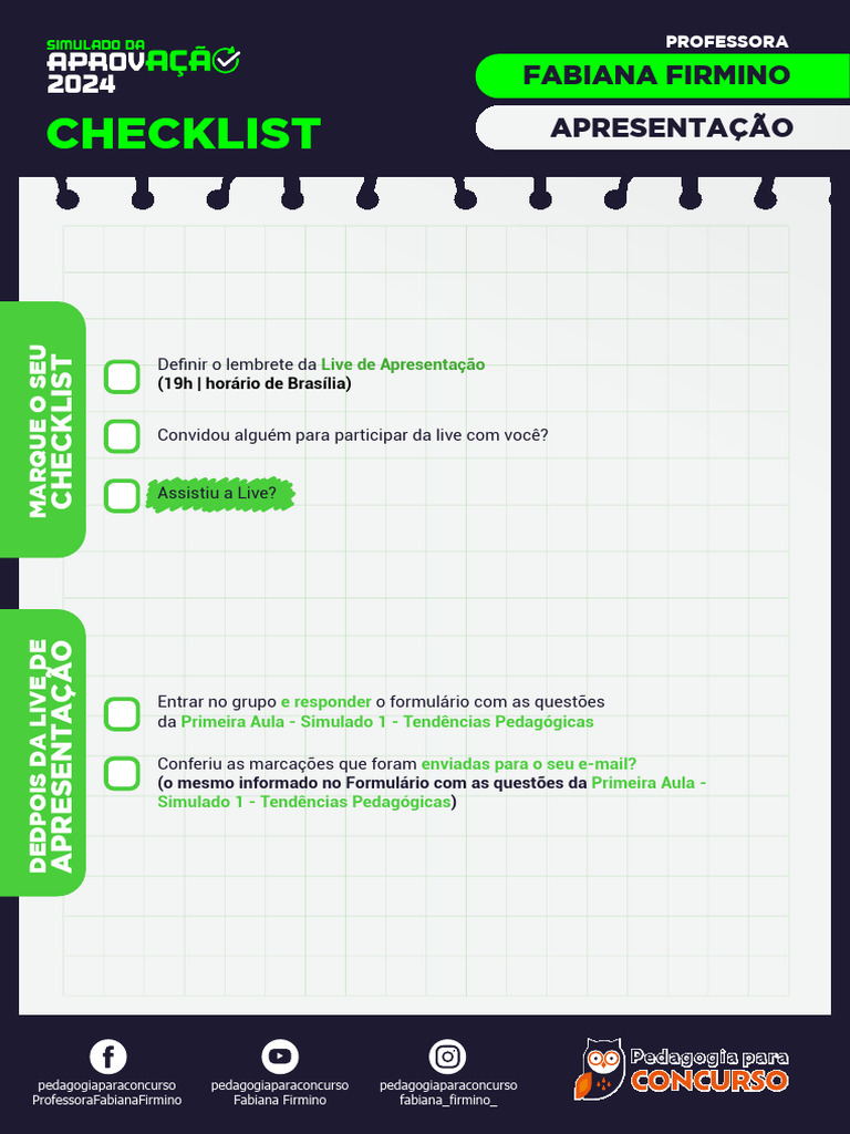 Checklist de Aulas e Simulados 2024 | PDF