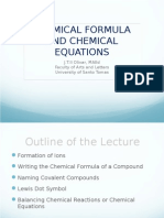 Chemical Formula and Chemical Equations: J.T.Ii Olivar, Maed Faculty of Arts and Letters University of Santo Tomas