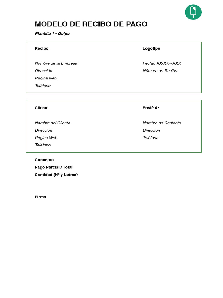 Modelo Recibo de Pago 1 | PDF