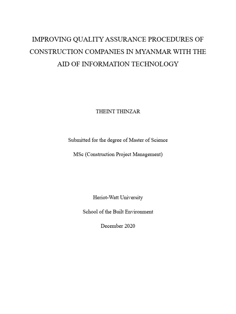 Improving quality assurance procedures of construction companies in