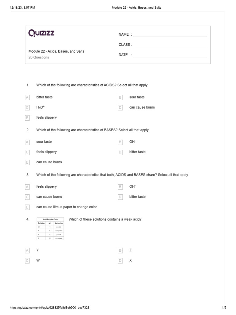 ABS CHemistry PDF Acid Ph
