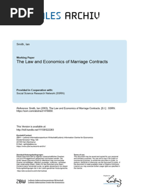 Smith_I_2003_The Law and Economics of Marriage Contracts_Journal of Economic Surveys_Supplemental Reading