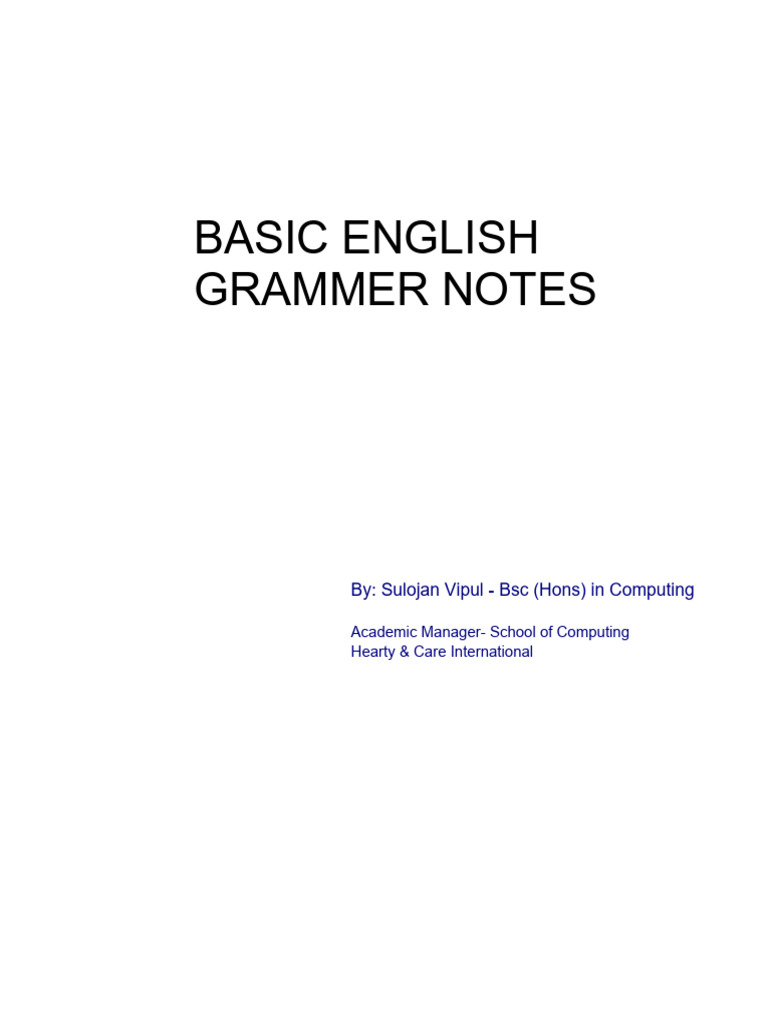 Basic English Grammar Notes Guide | PDF | Finance & Money Management ...