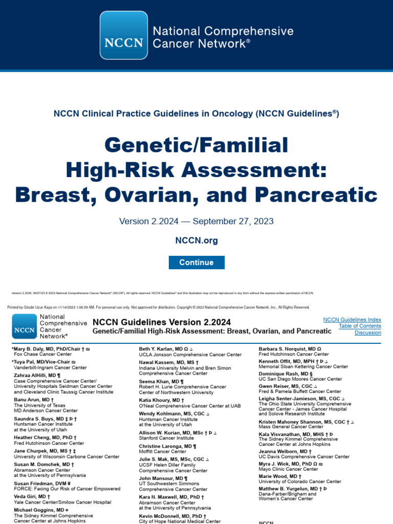 NCCN Breast Ovari̇an Pancreatic | PDF | Cancer | Prostate Cancer