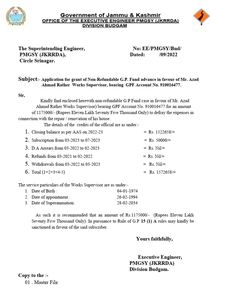 GPF Non-Refundable Withdrawal Application | PDF | Technology & Engineering