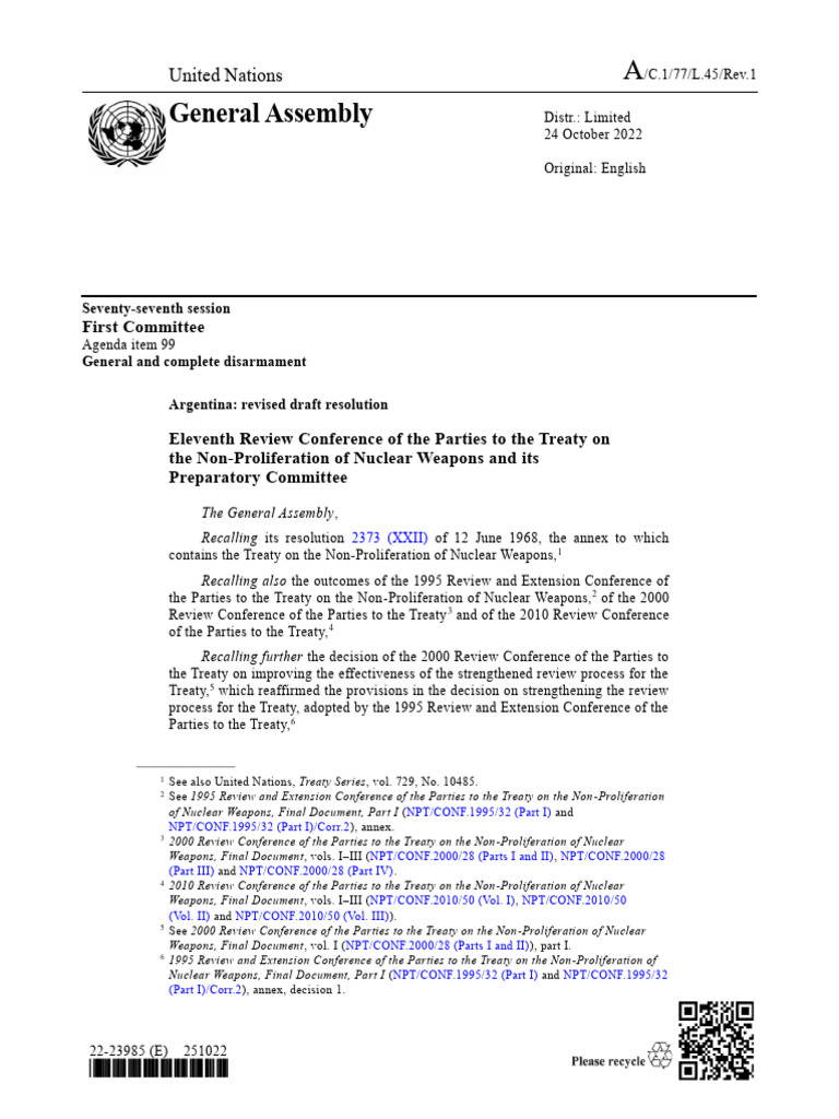 Npt Review Download Free Pdf Treaty On The Non Proliferation Of