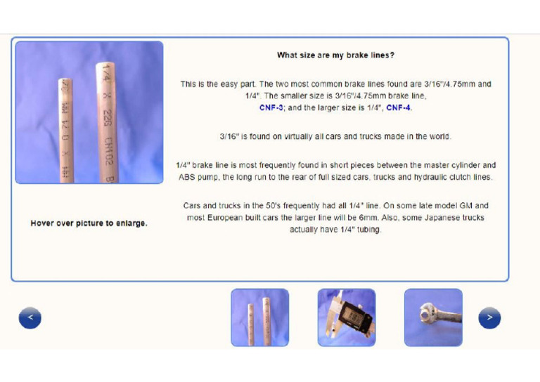 Brake Line Sizes PDF