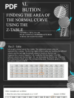 Area of Normal Curve Using Z Table